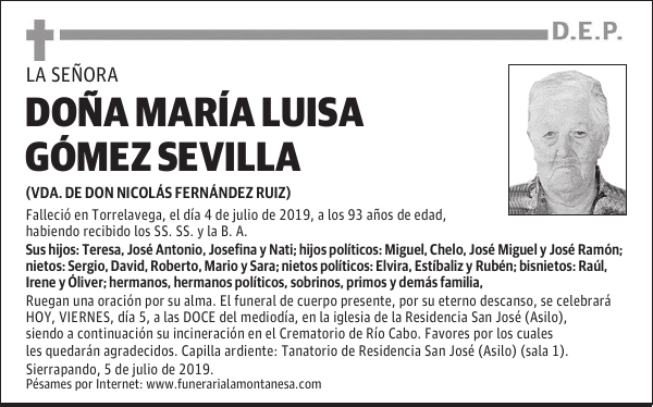 DOÑA MARÍA LUISA GÓMEZ SEVILLA