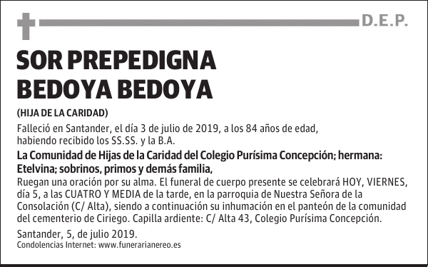 SOR PREPEDIGNA BEDOYA BEDOYA