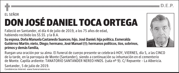 DON JOSÉ DANIEL TOCA ORTEGA