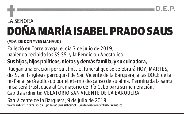 DOÑA MARÍA ISABEL PRADO SAUS