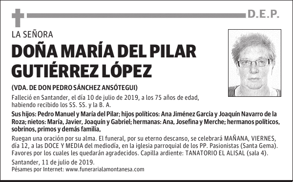 DOÑA MARÍA DEL PILAR GUTIÉRREZ LÓPEZ