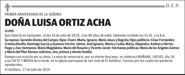DOÑA LUISA ORTIZ ACHA