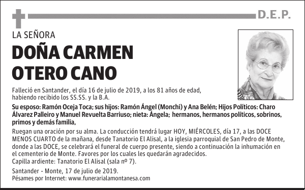 DOÑA CARMEN OTERO CANO