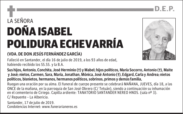 DOÑA ISABEL POLIDURA ECHEVARRÍA