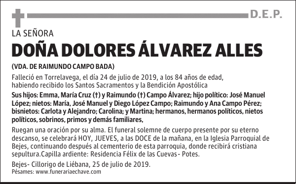 DOÑA. DOLORES ÁLVAREZ ALLES