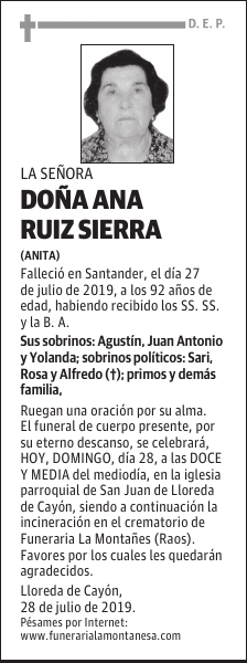 DOÑA ANA RUIZ SIERRA