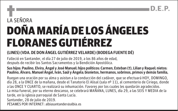 DOÑA MARÍA DE LOS ÁNGELES FLORANES GUTIÉRREZ