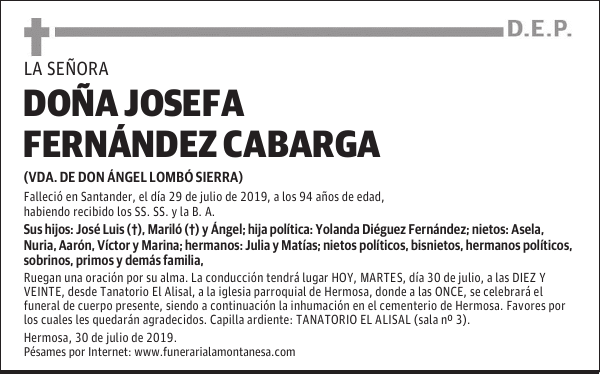DOÑA JOSEFA FERNÁNDEZ CABARGA