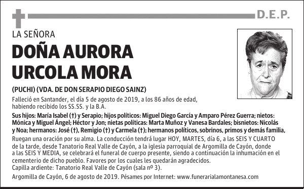 DOÑA AURORA URCOLA MORA
