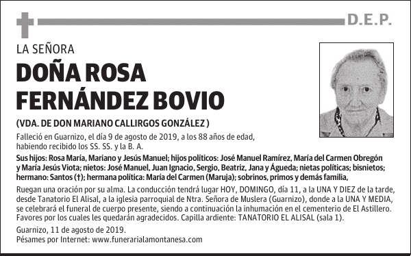 DOÑA ROSA FERNÁNDEZ BOVIO