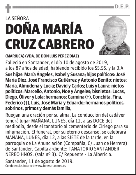DOÑA MARÍA CRUZ CABRERO