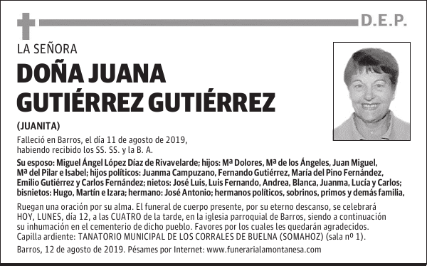 DOÑA JUANA GUTIÉRREZ GUTIÉRREZ