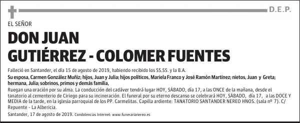 DON JUAN GUTIÉRREZ - COLOMER FUENTES