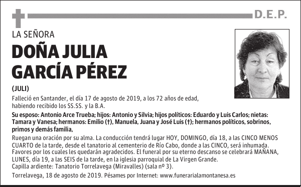 DOÑA JULIA GARCÍA PÉREZ