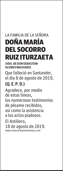 DOÑA MARÍA DEL SOCORRO RUIZ ITURZAETA