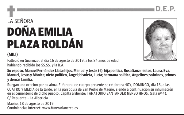 DOÑA EMILIA PLAZA ROLDÁN