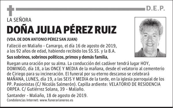 DOÑA JULIA PÉREZ RUIZ