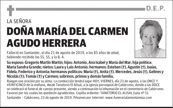 DOÑA MARÍA DEL CARMEN AGUDO HERRERA