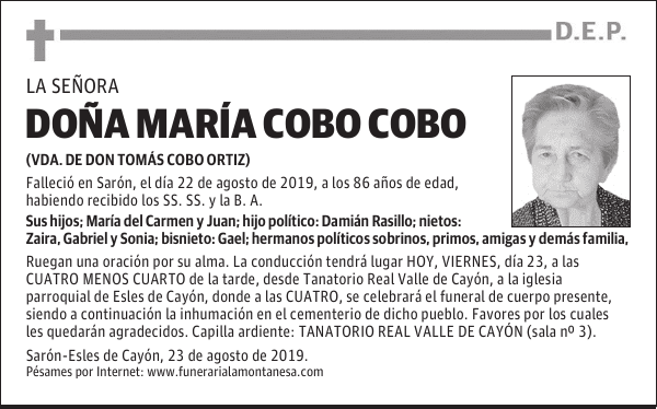 DOÑA MARÍA COBO COBO