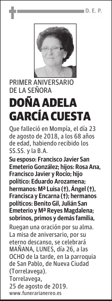 DOÑA ADELA GARCÍA CUESTA