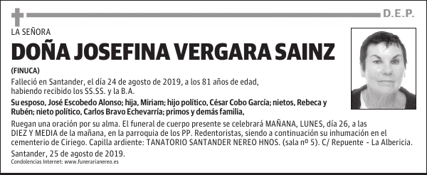 DOÑA JOSEFINA VERGARA SAINZ
