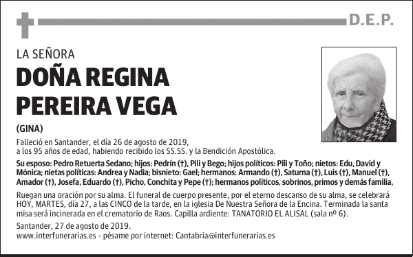 DOÑA REGINA PEREIRA VEGA