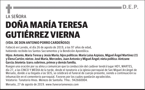 DOÑA MARÍA TERESA GUTIÉRREZ VIERNA
