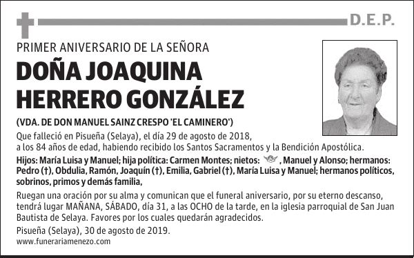 DOÑA JOAQUINA HERRERO GONZÁLEZ