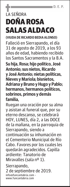 DOÑA ROSA SALAS ALDACO