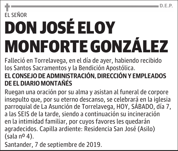 DON JOSÉ ELOY MONFORTE GONZÁLEZ