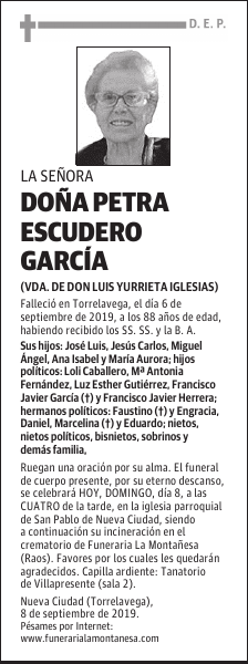 DOÑA PETRA ESCUDERO GARCÍA