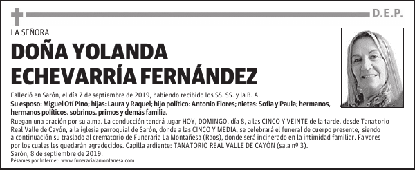 DOÑA YOLANDA ECHEVARRÍA FERNÁNDEZ