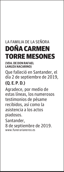 DOÑA CARMEN TORRE MESONES