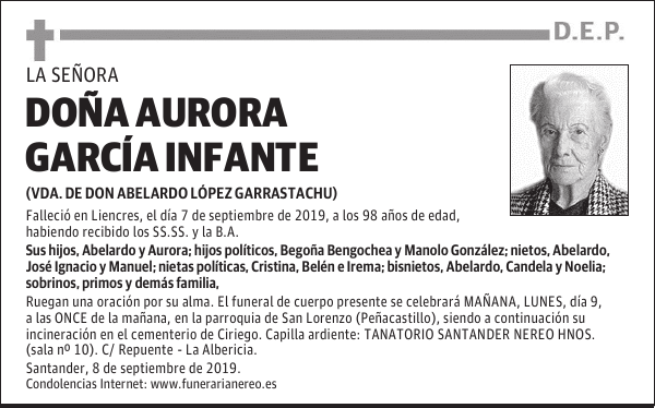 DOÑA AURORA GARCÍA INFANTE