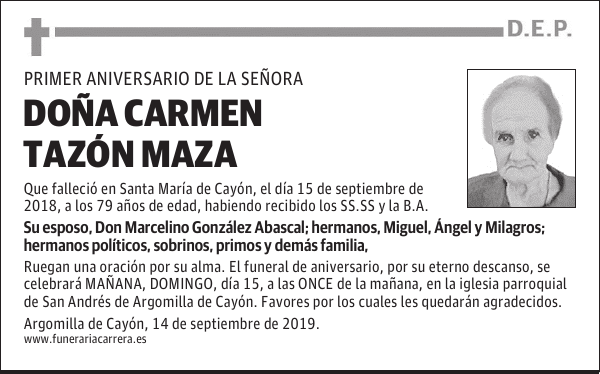 DOÑA CARMEN TAZÓN MAZA
