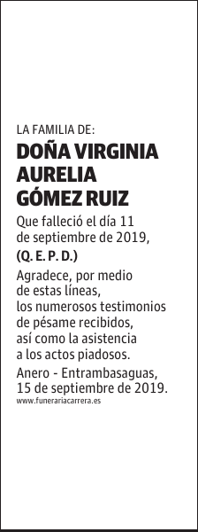 DOÑA VIRGINIA AURELIA GÓMEZ RUIZ