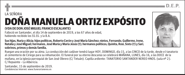 DOÑA MANUELA ORTIZ EXPÓSITO