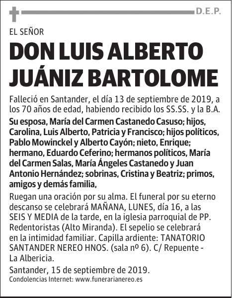 DON LUIS ALBERTO JUÁNIZ BARTOLOME