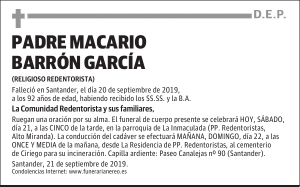 PADRE MACARIO BARRÓN GARCÍA