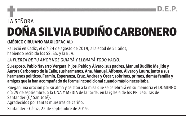 DOÑA SILVIA BUDIÑO CARBONERO