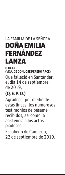 DOÑA EMILIA FERNÁNDEZ LANZA