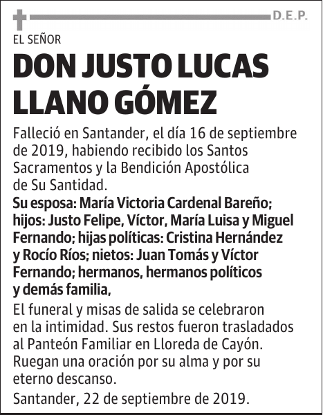 DON JUSTO LUCAS LLANO GÓMEZ