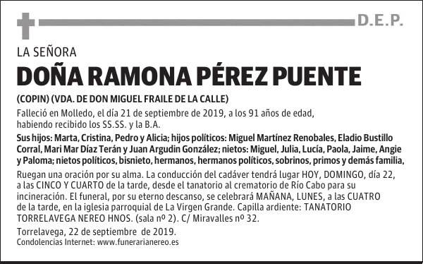 DOÑA RAMONA PÉREZ PUENTE