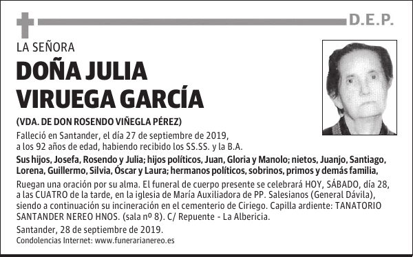 DOÑA JULIA VIRUEGA GARCÍA