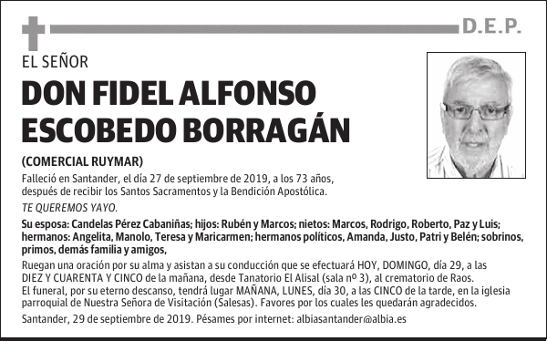 DON FIDEL ALFONSO ESCOBEDO BORRAGÁN
