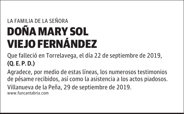 DOÑA MARY SOL VIEJO FERNÁNDEZ