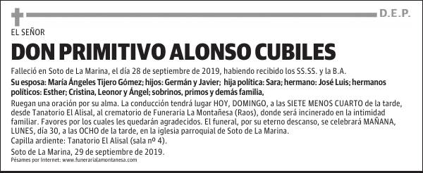 DON PRIMITIVO ALONSO CUBILES