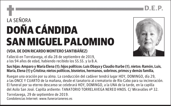 DOÑA CÁNDIDA SAN MIGUEL PALOMINO