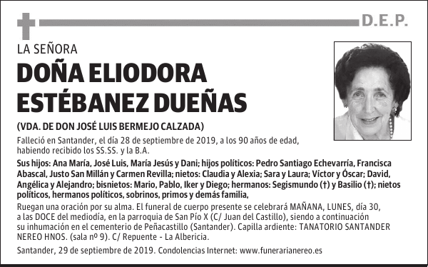 DOÑA ELIODORA ESTÉBANEZ DUEÑAS