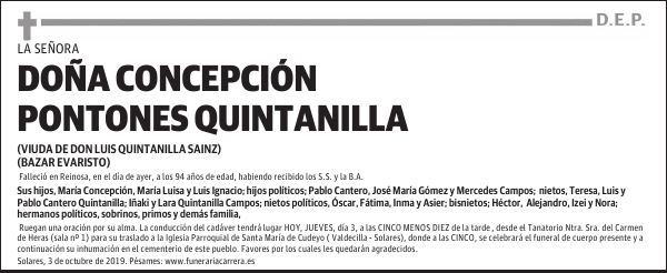 DOÑA CONCEPCIÓN PONTONES QUINTANILLA